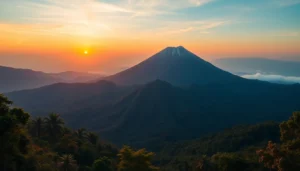 Hikers trekking towards the summit of Mt. Rinjani with panoramic volcanic landscape backdrop, showcasing its grandeur and natural beauty.